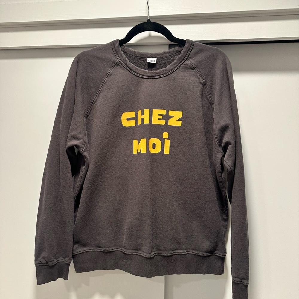Clare V Gray Sweatshirt with Yellow Print